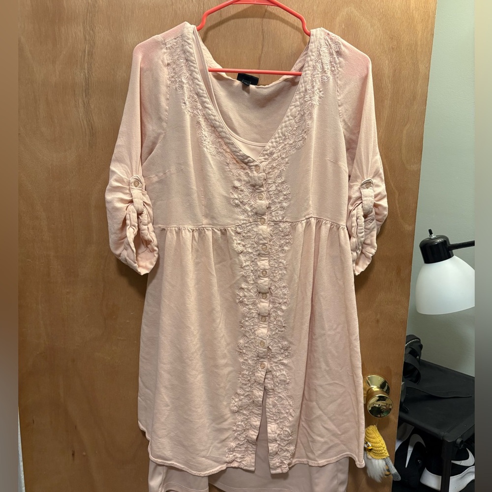 Torrid Pale Pink Boho Dress with Slip, size 1